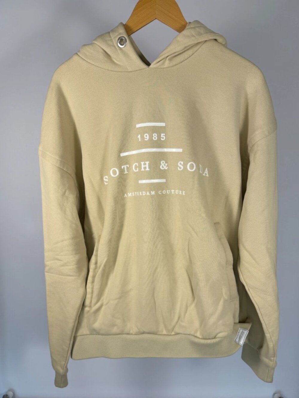 Scotch & Soda Mens Pullover Hoodie Sweatshirt Cream Size XXL